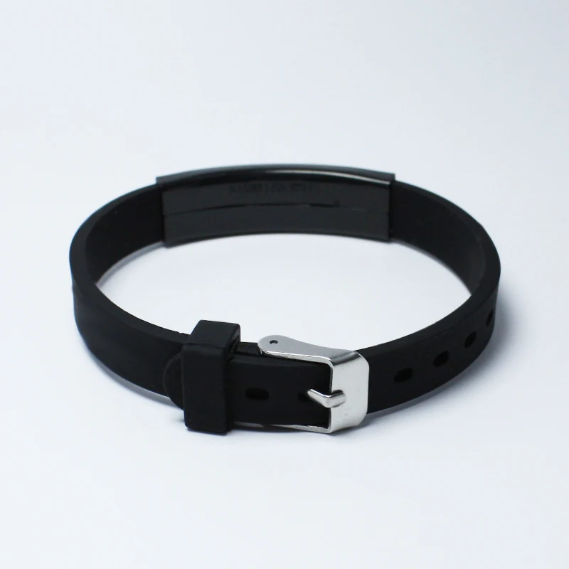 

Sangsy 2019 Cool Punk Wristband Black Punk Rubber Silicone Stainless Steel Men Bracelets Bangles Pulseras Hombre Caucho