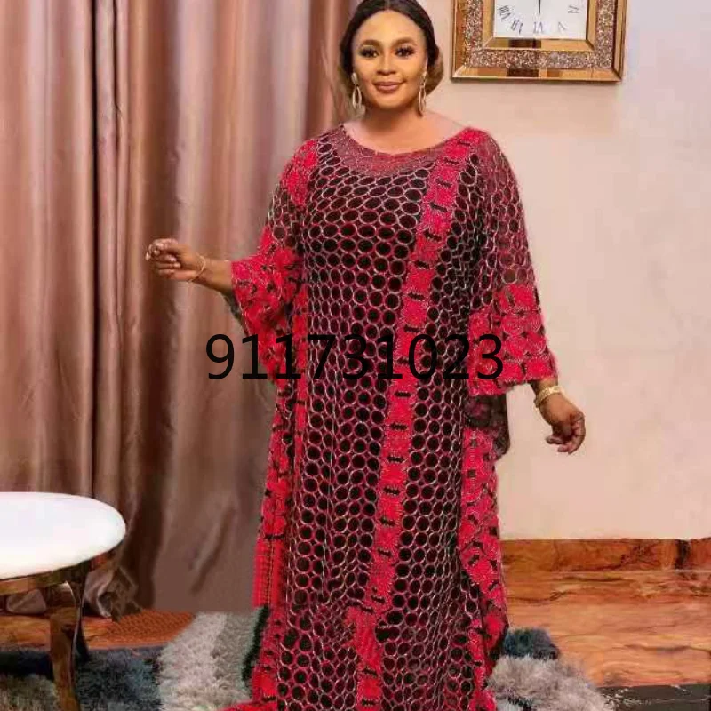 african fashion designers New Africa woman style fashionable Lace sequins pure color lady Dress party Spuer size L XL XXL XXXL african wear for women