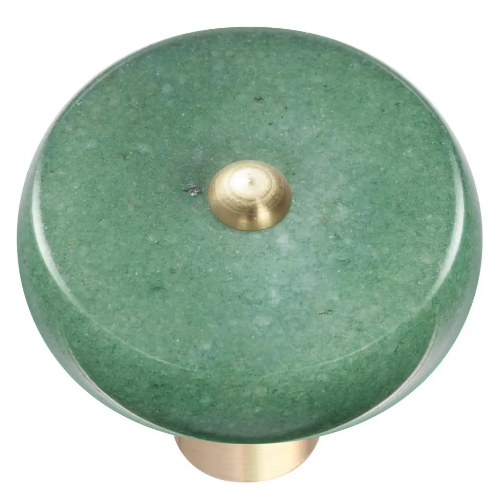 Ручки с круглыми камнями для ящиков и шкафов зеленый авантюрин рейки латунная
