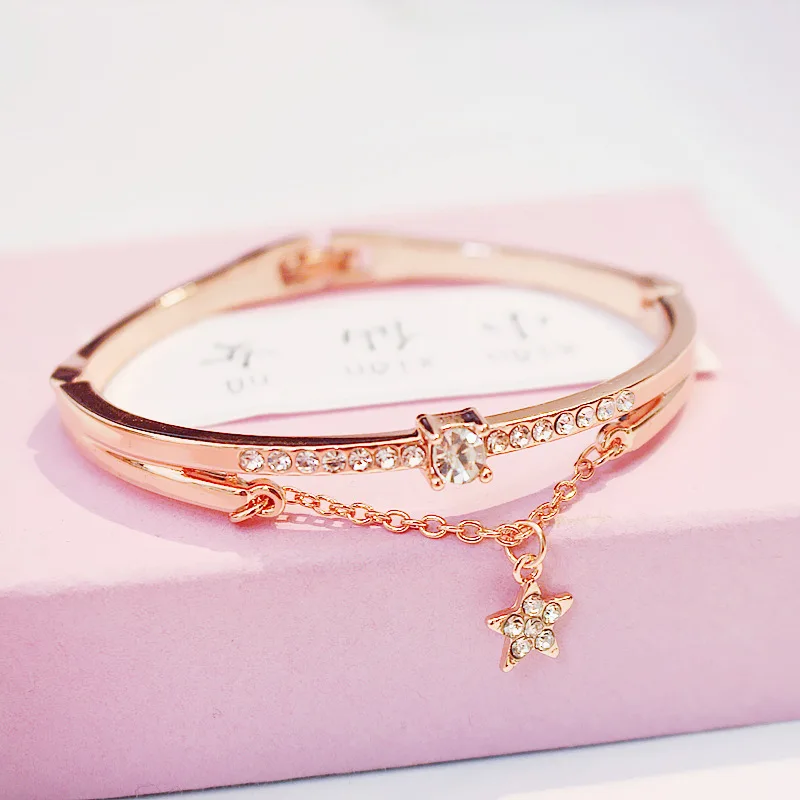 Женский браслет с подвеской в виде стразы из нержавеющей стали вечерние