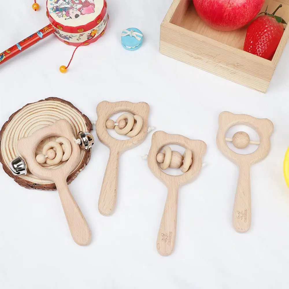 1 шт. детская погремушка кольца из натурального дерева|Интерактивные игрушки для