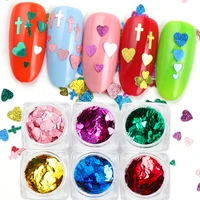 6 box holographic cross heart nail glitter sequins nail chunky flake acrylic manicure mixed pieces decoration cosmetic 3d tips