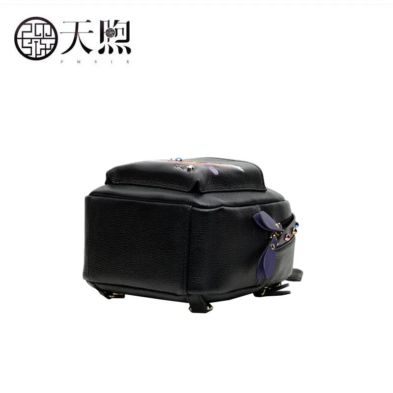 Pmsix New Pu leather Material women Backpack embroidery mini simple travel fashion small backpack | Багаж и сумки