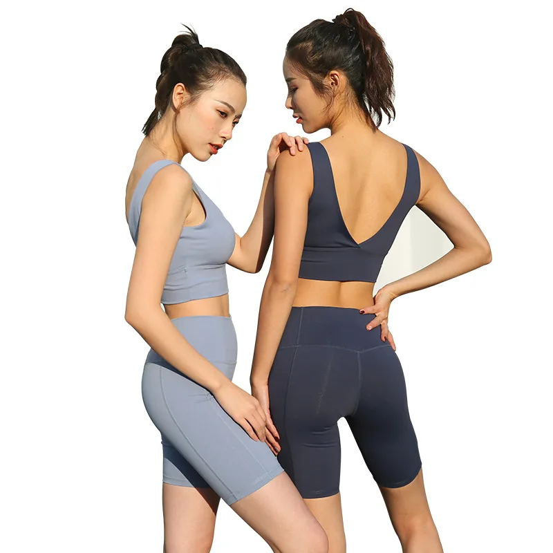 

2019 New Solid Color lady Suit Fitness Stretch Tight Two-Piece Slim Fit Exercise lady Pants