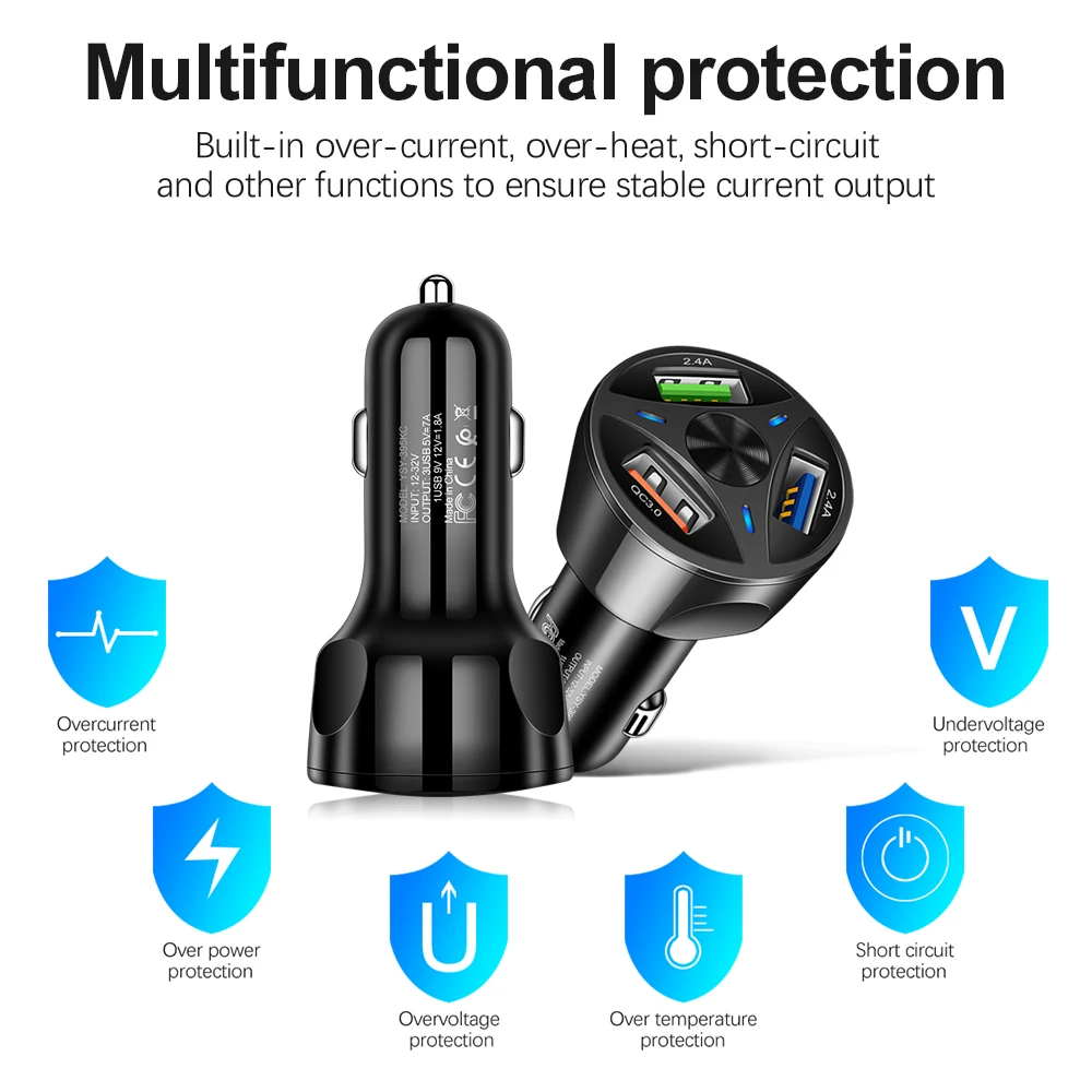

3 USB 2.4V/2.1V car charger fast charging QC3.0 car tools mobile phone accessories for iPhone 11 12 7 Xiaomi Huawei Samsung