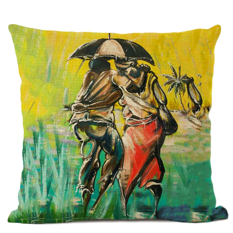 Африканская племенная жизнь картина маслом диванная наволочка для дивана