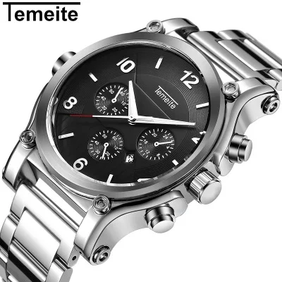 TEMEITE брендовые Роскошные мужские часы с большим циферблатом модные датой для