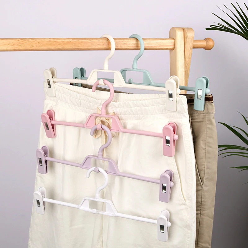 

Household Non-marking Plastic Drying Rack Multi-layer Stacking Pants Hanging Stretch Pants Clip Clothes Hangers Socks, 5PCs