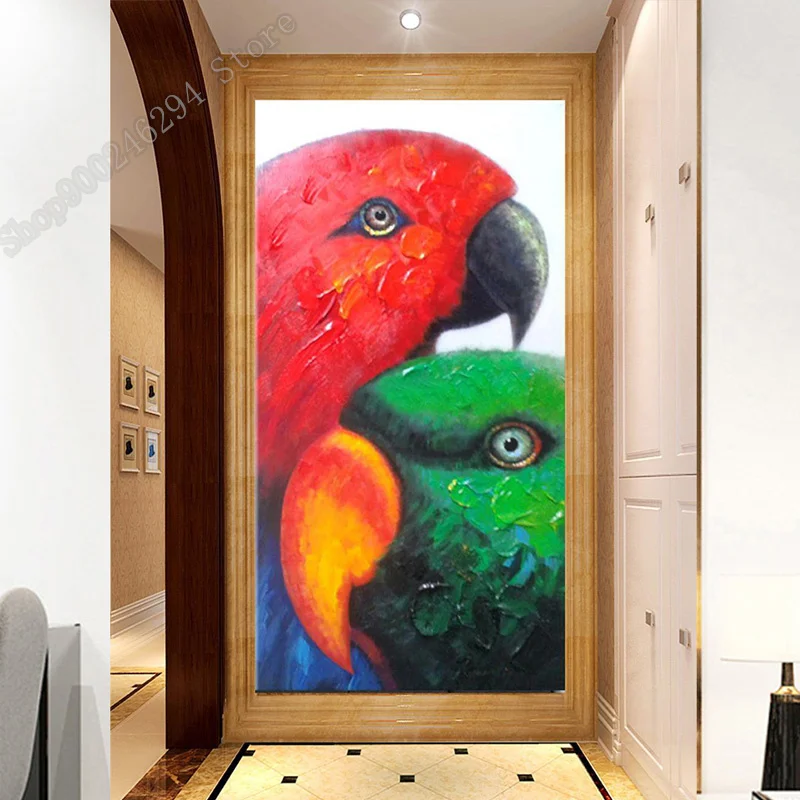 Рукоделие DIY красный зеленый попугаи 3d вышивка крестиком алмазные наборы для