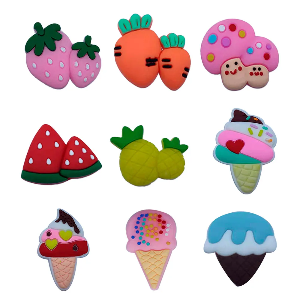 

Mix 50PCS PVC Cartoon Fridge Magnets Strawberry Carrot Mushroom Watermelon Pineapple Cone Refrigerator Magnetic Sticker Kid Gift