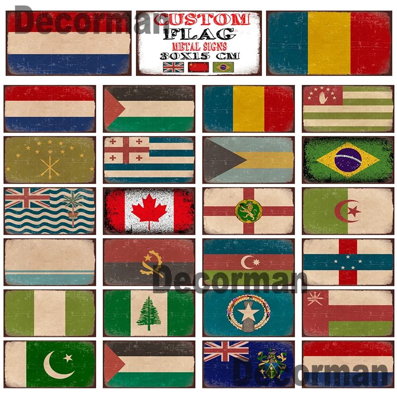 

[ Mike86 ] Brazil Romania Canada Flag license plates Vintage Painting Store Pub Decoration LTA-3165 20*30 CM home decor