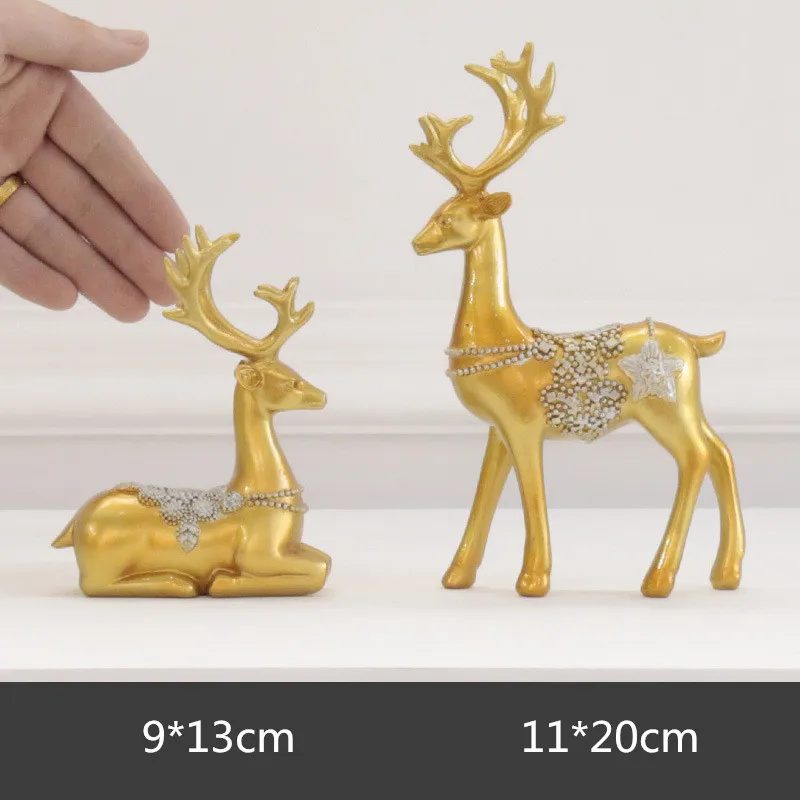 Gold Deer Set S VILEAD 2 шт./компл. 12,2 ''смолы фигурка оленя Творческий олень статуя современный Лось Скульптура Винтаж домашний декор для столовой офис - Цвет: Gold Deer Set S