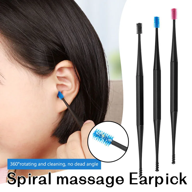 

1PC Soft Silicone Ear Pick Double-ended Earpick Ear Wax Curette Remover Ear Cleaner Spoon Spiral Ear Clean Tool Spiral Design