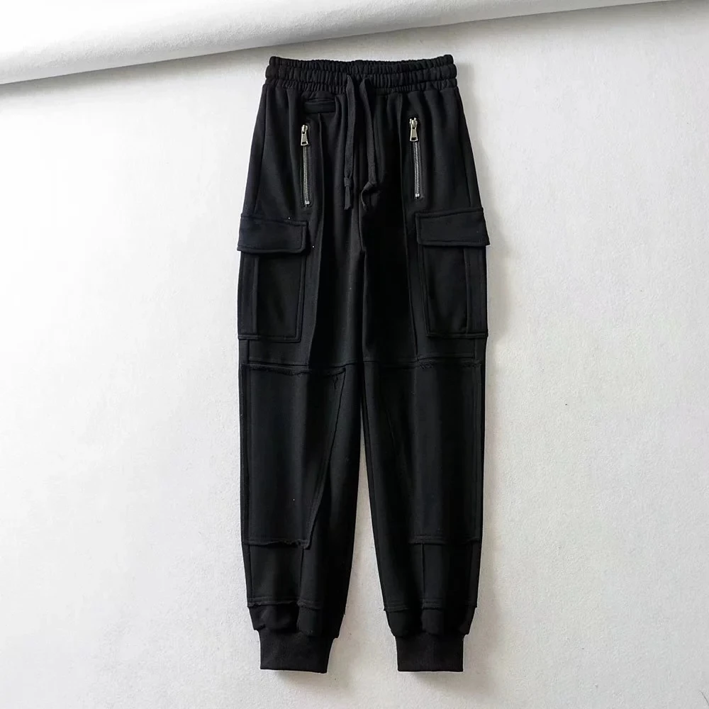 

Autumn deawstring black cargo pants women high waist pants Streetwear joggers women casual zipper harem pants female sweatpants