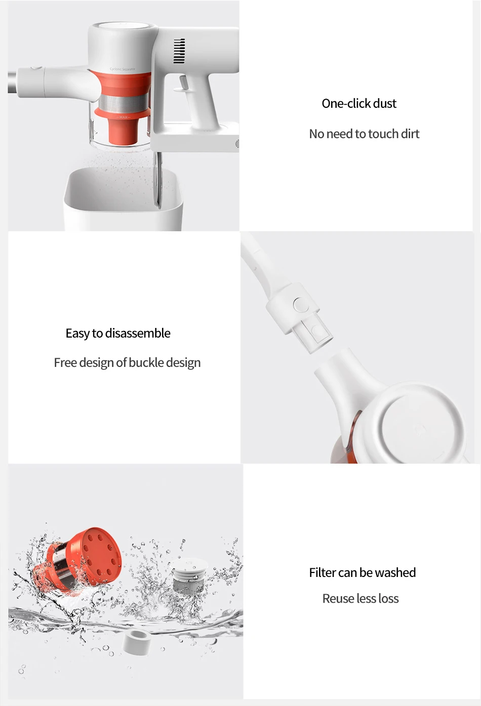 Xiaomi Mi ручной беспроводной пылесос портативный беспроводной сильный всасывающий аспиратор домашний Циклон чистый пылесборник