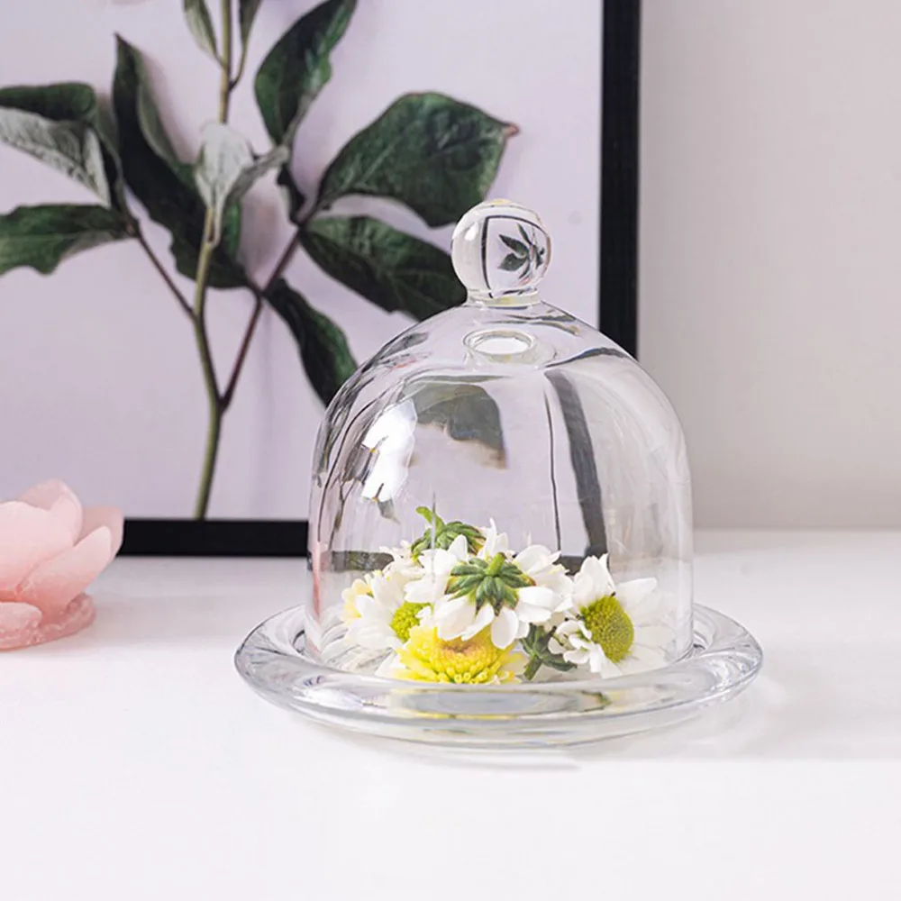 

2Sets Glass Cake Cover Practical Snack Tray Cover Dessert Dome Food Display Tool