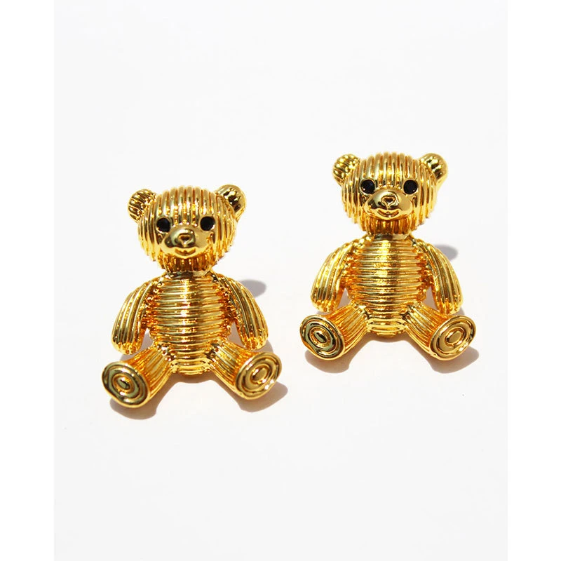 

Earrings for Women 2021 Statement Teddy Bears Jewelry Woman Stud Earring Gold Plated Filled Bijouterie Female Fashion Piercing