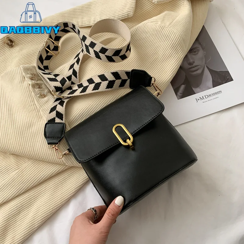 

New 2021 Vintage Women Solid PU Leather Shoulder Bucket Bag Luxury Designer Ladies Fashion Crossbody Bags Purses Messenger Bag