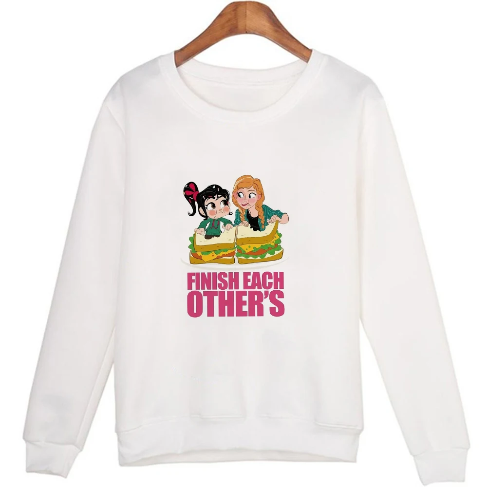

Disney Anna Princess and Cute Vanellope Funny Printed Women Clothing Oversized Hoodies Harajuku Hipster Sweatshirt Fluffy Cozy