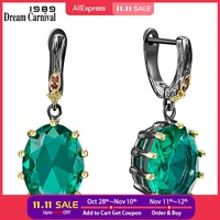 dreamcarnival1989 big green drop earrings for women delicate fine cut dazzling cubic zircon bridal jewelry hot selling we4034