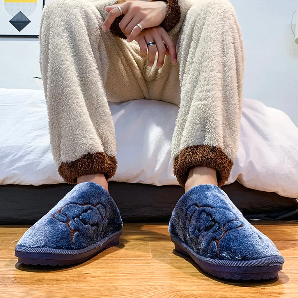 Новинка Мужская обувь Зимняя модная с рисунком овечки Нескользящая плюшевая