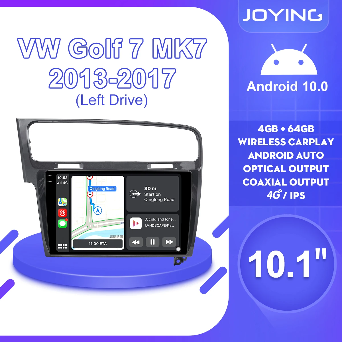 

10"Android 10 Car Stereo Radio Head Unit For VW Volkswagen Golf 7 VII MK7 2013-2017 Left Drive Multimedia Player Steering Wheel