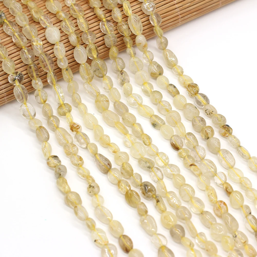 

Золотистые рутилированные кварцевые бусины из натурального камня, волосы, кристаллы, свободные бусины для изготовления ювелирных изделий «сделай сам», аксессуары для ожерелья, браслета