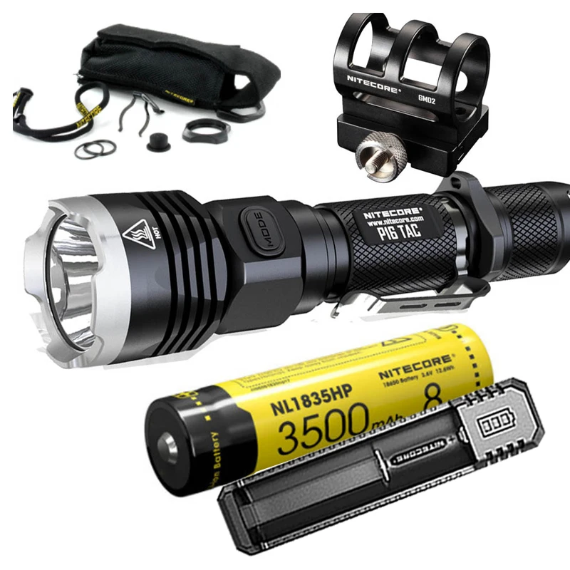 Тактический фонарь NITECORE P16Tac CREE поисковый с дальностью луча 1000 люмен 300 м U3 max