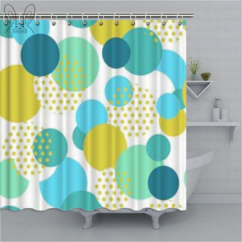

Colorful Circle Bathroom Curtain Geometric Waterproof Shower Curtain Polyester Fabric Bathtub Curtain Home Decor Shower Sets