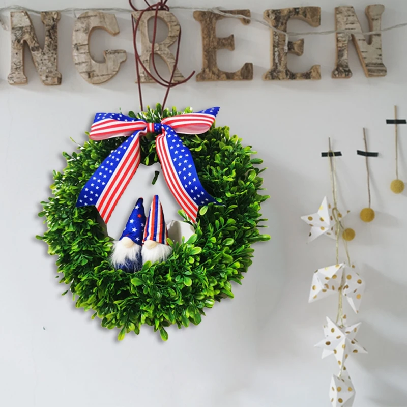 

Independence Day Gnome Faceless Doll Wreath Front Door Wall Ornaments Home Party Supplies Wreath Festive Party Supplies