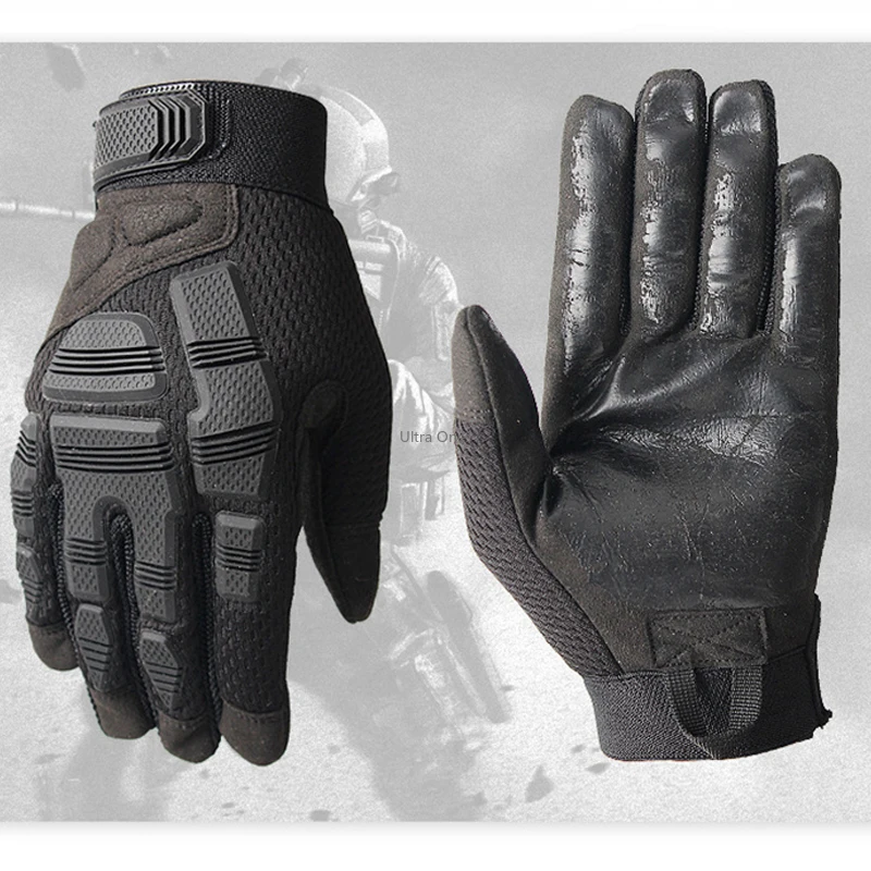 Военные тактические перчатки противоскользящие боевые с пальцами для езды на