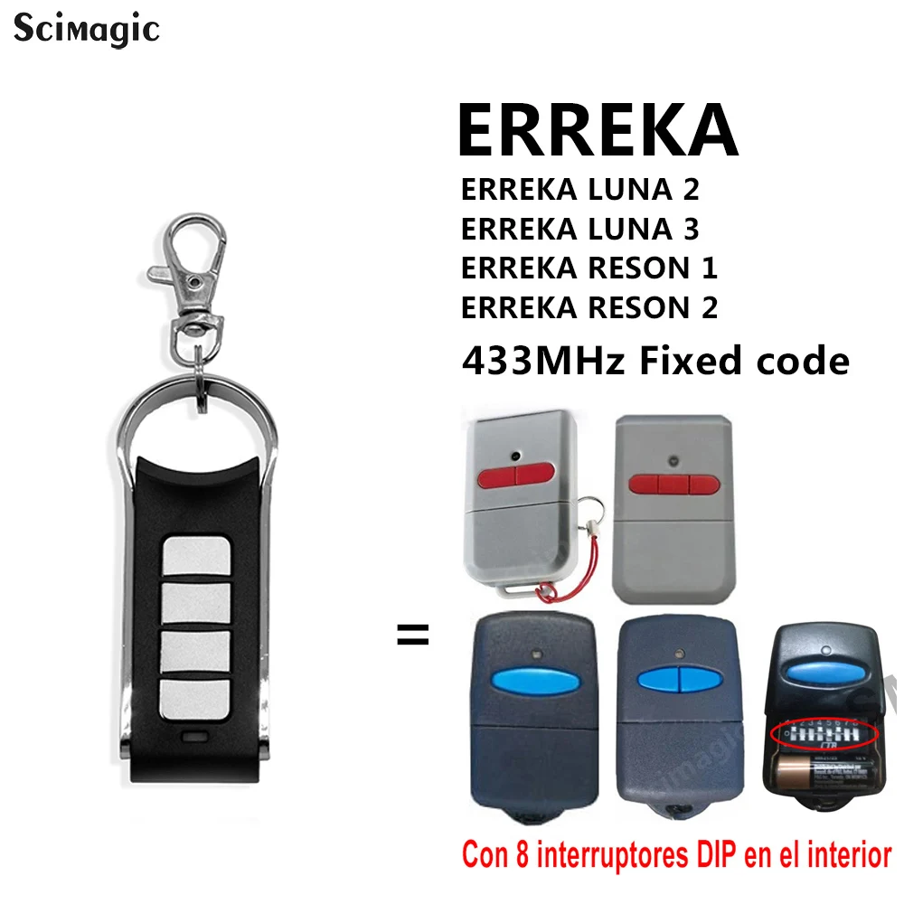 

Long Distance Garage Remote Control ERREKA LUNA2 LUNA3 ERREKA RESON1 RESON2 433mhz Gate Opener Controller 433.92mhz Key fob