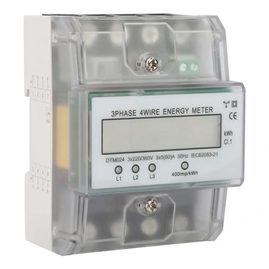 220/380V 5-80A Energy Consumption Digital Electric Power Meter 3 Phase 4P KWh with LCD Wattmeter |