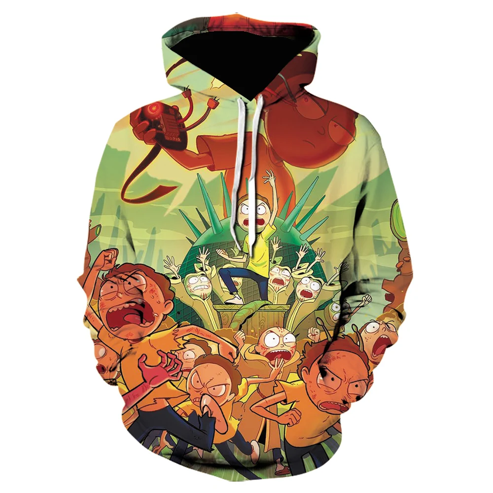 

3D printing cartoon Rick series hoodie men and women spring and autumn casual sports hoodie personality black hip-hop pullover