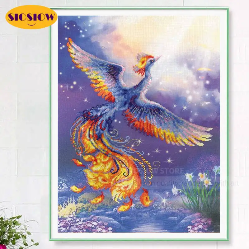 Алмазная 5d картина с Фениксом Набор для творчества квадратная Мозаика из страз