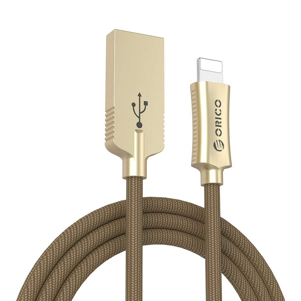 ORICO USB-A-Lighting 8 PIN USB кабель для iPhone iPad iPod 2.4A USB2.0 кабель для зарядки и синхронизации данных для устройств Apple 1 метр цинк - Цвет: Coffee