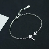 new fashion three stars pendant anklets bracelet 925 sterling silver simple charm star ankle chain for womengirl jewelry gift