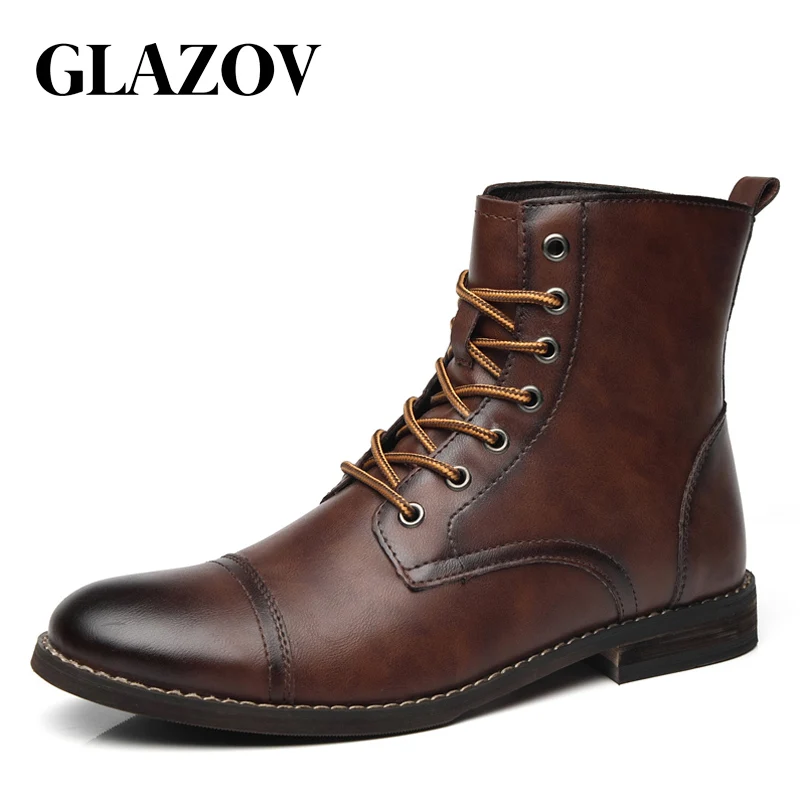 Мужские брендовые ботинки GLAZOV, плюшевые теплые мужские кожаные ботинки, мужские ботинки челси в итальянском стиле, уличные водонепроницаемые мужские ботильоны