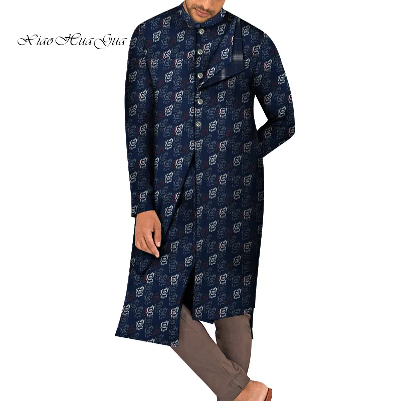 Dashiki Long Sleeve Coat Tops Causal African Print Clothing Wedding Party NewTrendy African Men Clothes Male Trench  WYN1426