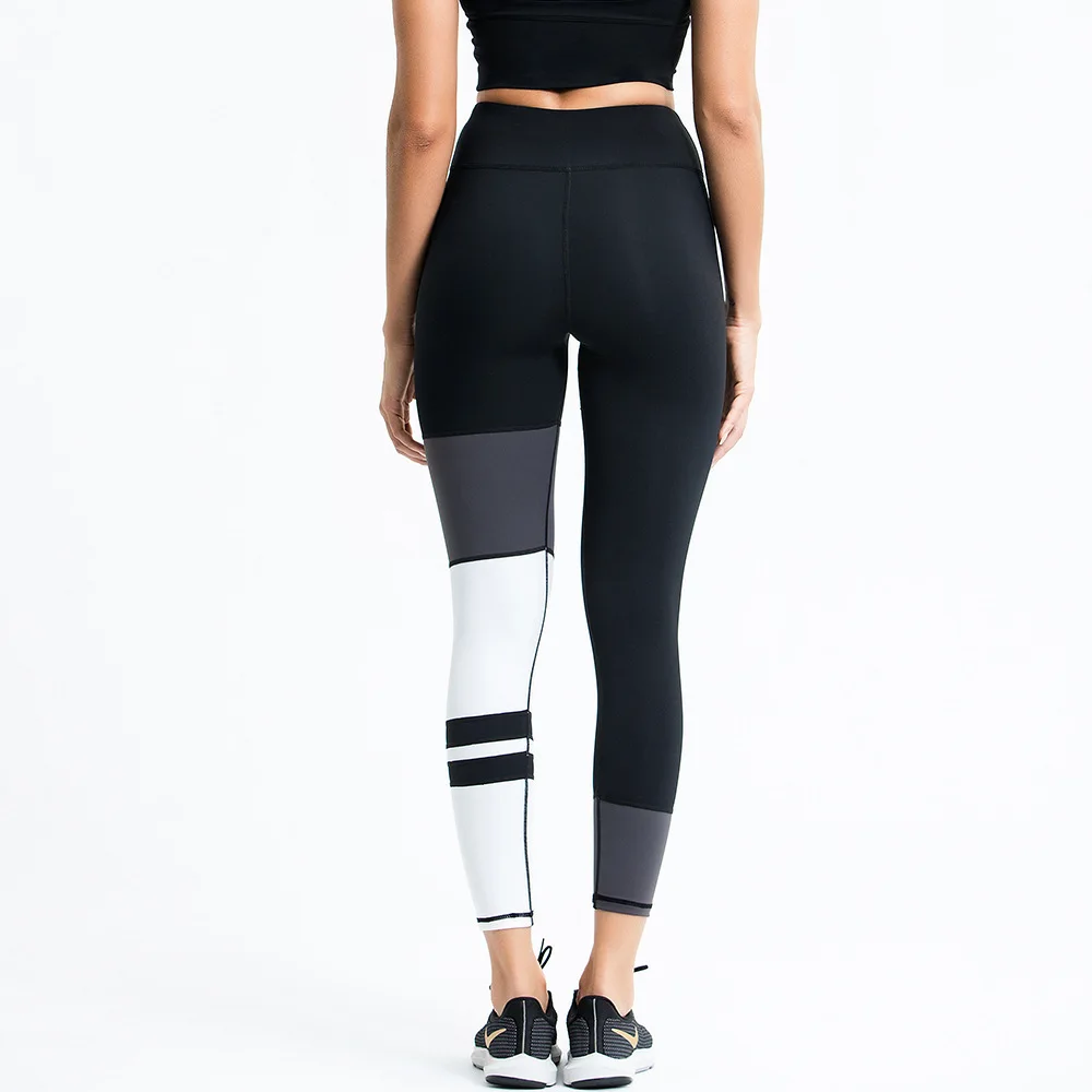 

2020 New Women's High Waist Striped Patchwork Yoga Leggings Full Length Tight yoga pants perfect fit women Fitness Leggings