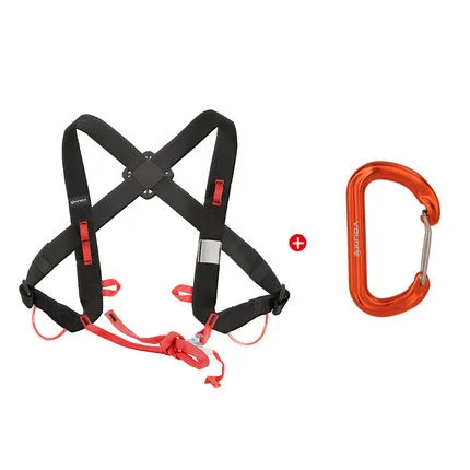 black-carabiner XINDA Camping Ascending Decive плечевые пояса Регулируемый SRT нагрудный ремень безопасности жгуты скалолазание Безопасность Защита выживания - Цвет: black-carabiner