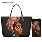 Nopersonality набор женских сумок с художественным принтом афро для женщин, роскошная женская сумка с верхней ручкой, кошелек, вместительные африканские женские тоуты