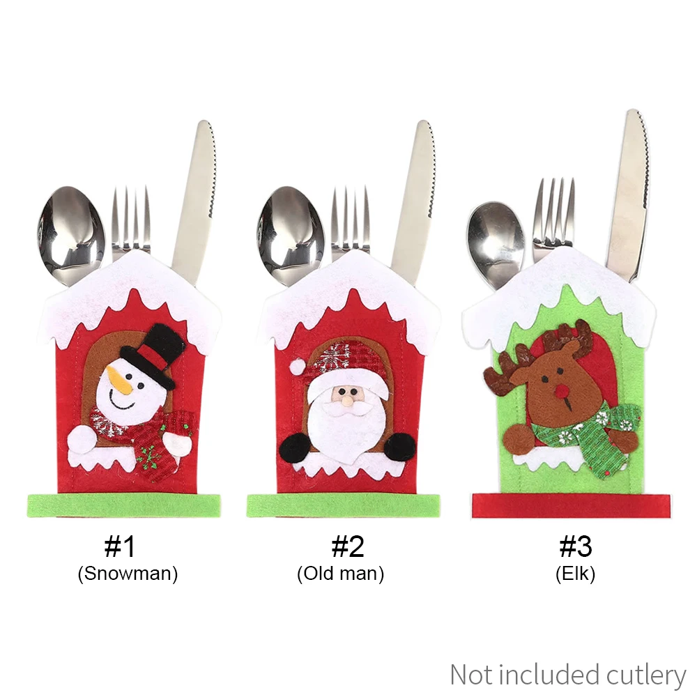 Набор ножей и вилок цветных чехлов для рождественских украшений столовых