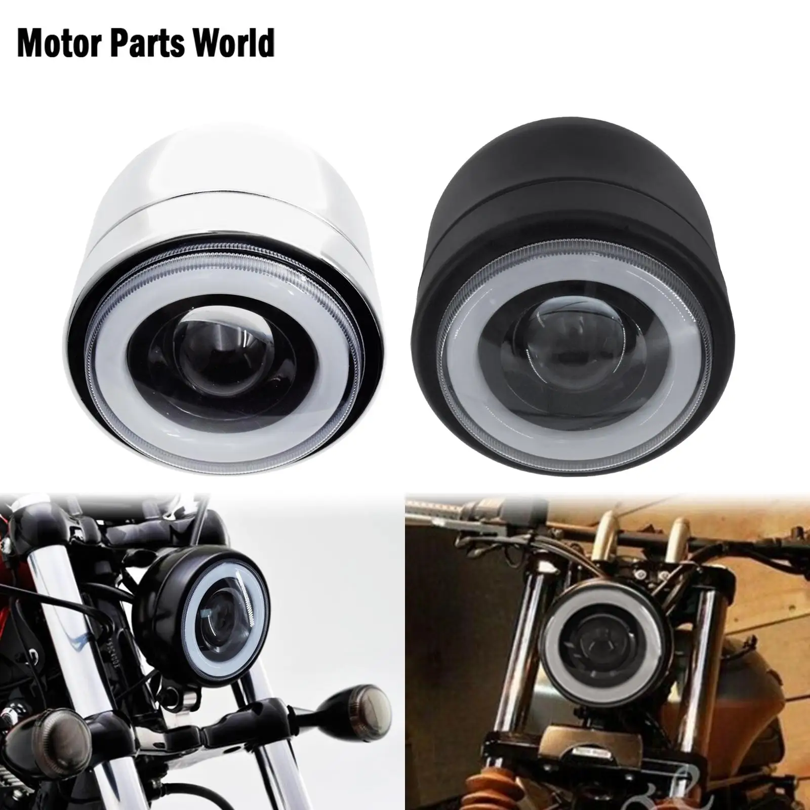 

Motorcycle LED Amber Headlight Head Lamp Running Light For Harley Sportster XL 1200 883 Choppers Bobber Softail Dyna Super Glide