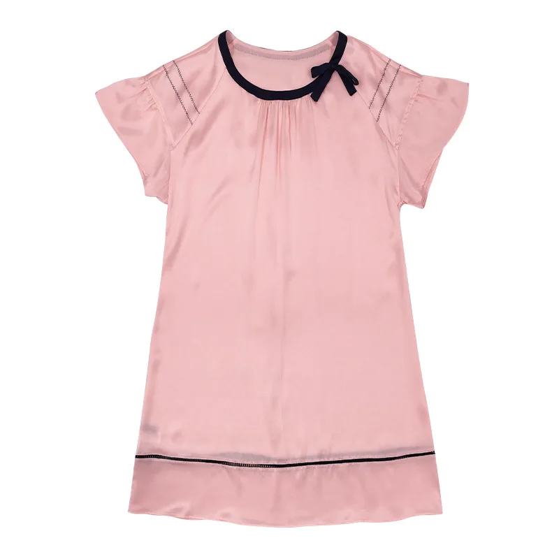 

Sexy Nightgown Loose 100% Silk Nightdress Women's Short Sleeve Sleepwear Spring&Summer Lovely Princess Skirt Intimate Linjgerie