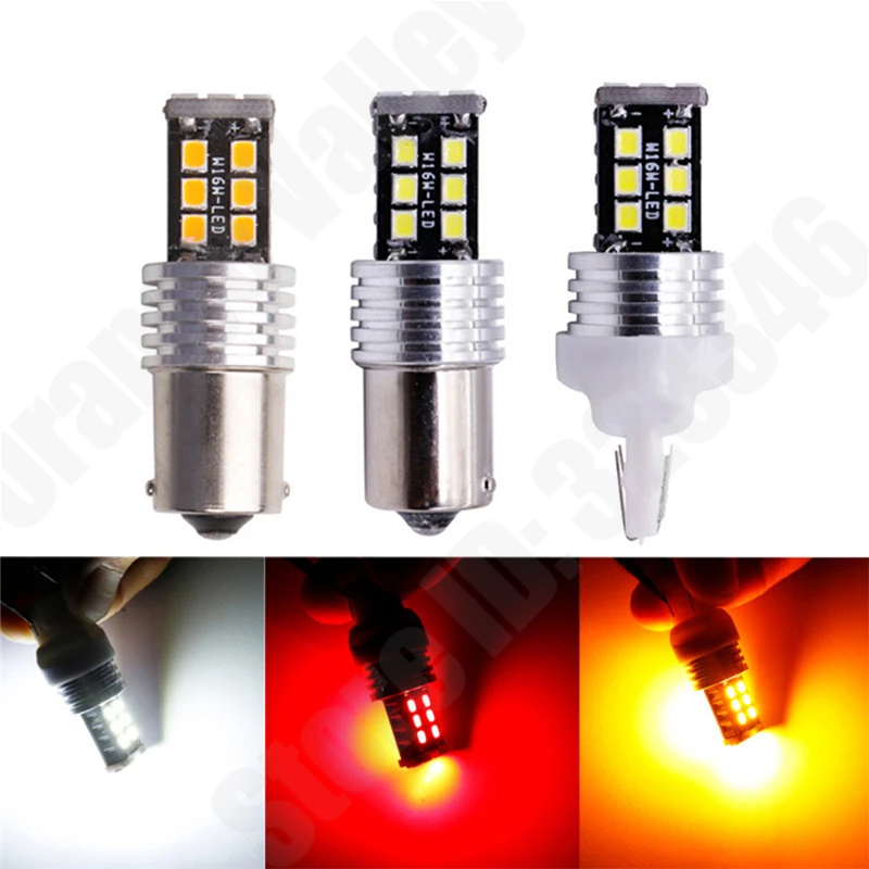 100 шт. 1156 BA15S BAY15D 1157 T20 7440 7443 P21W 15 SMD 3528 Светодиодный автомобильный сигнал поворота