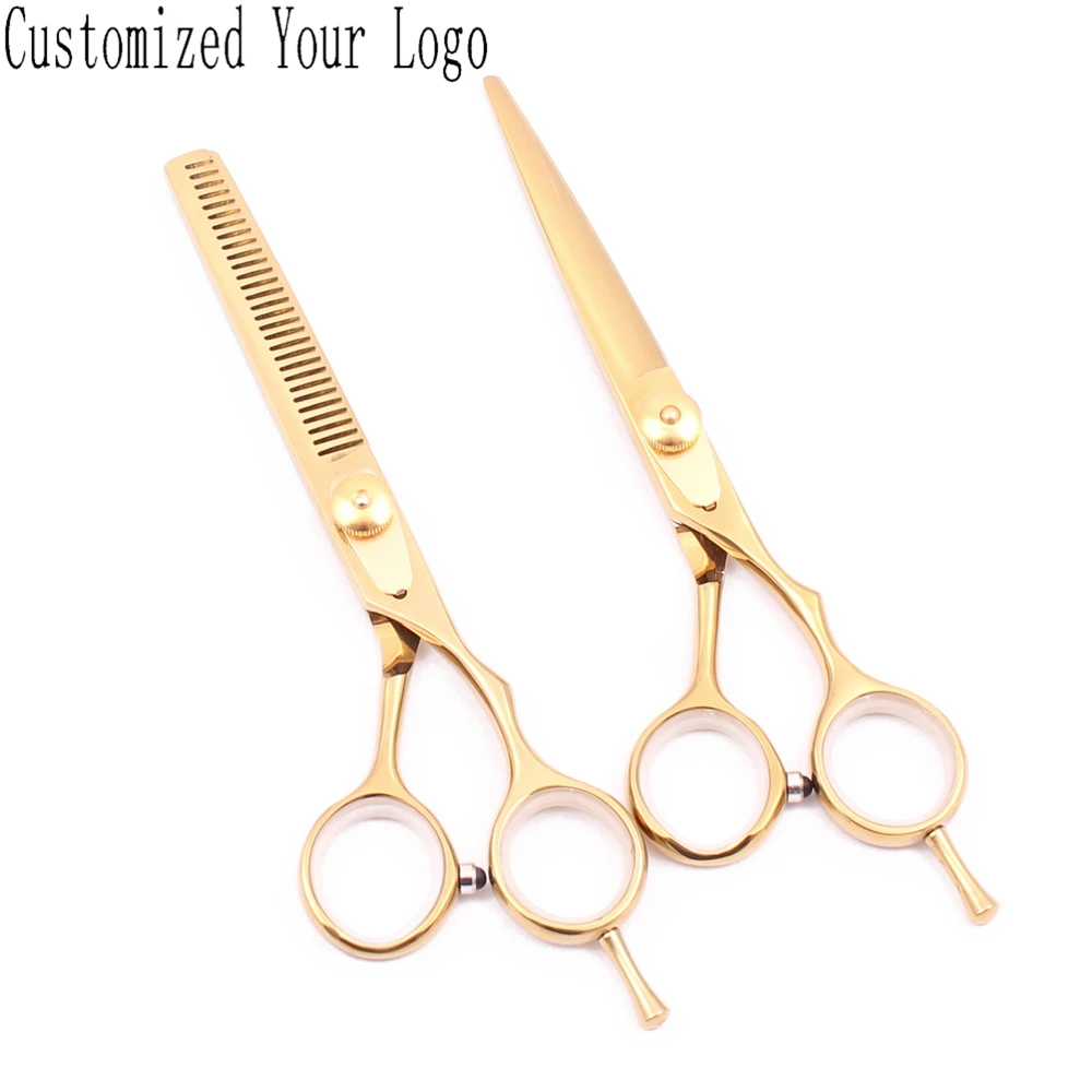 Профессиональные Парикмахерские ножницы 6 дюймов JP Сатиновые золотые для