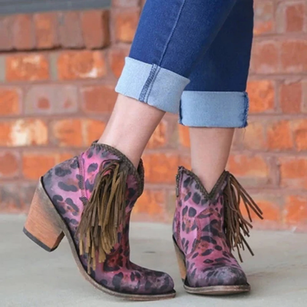 Богемные Ботинки на каблуке в стиле бохо Этнические женские ботильоны из