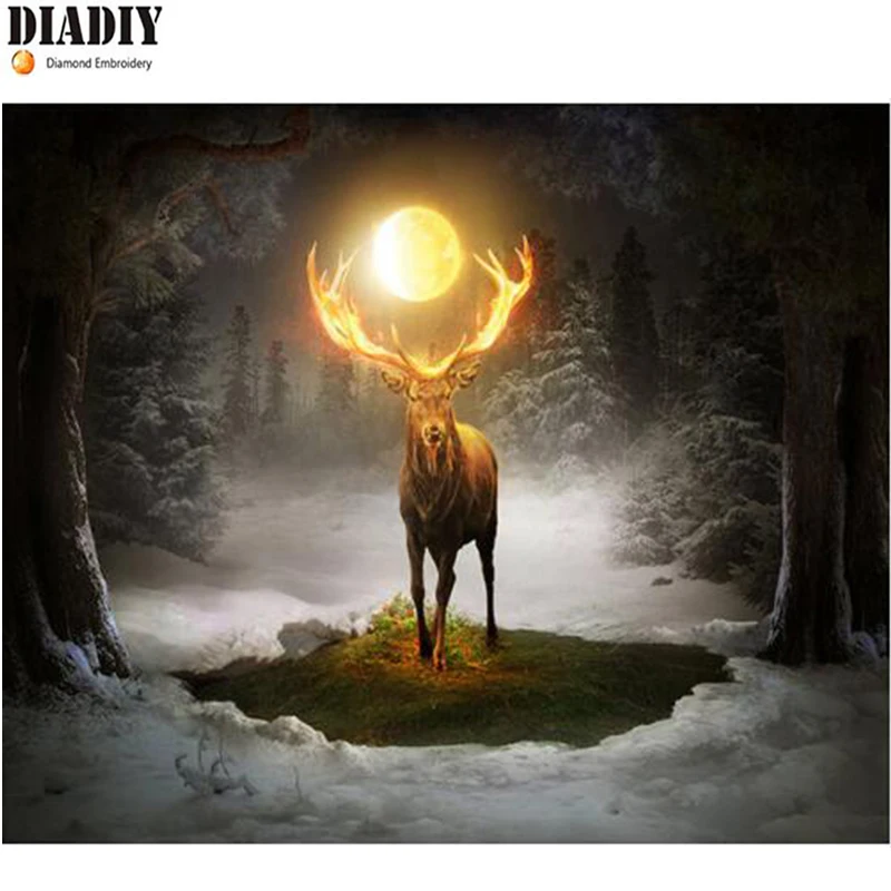 

DIY Diamond Embroidery Animal deer Cross Stitch Mosaic diamond painting Scenery Pattern Full Square Rhinestone Home decor gift