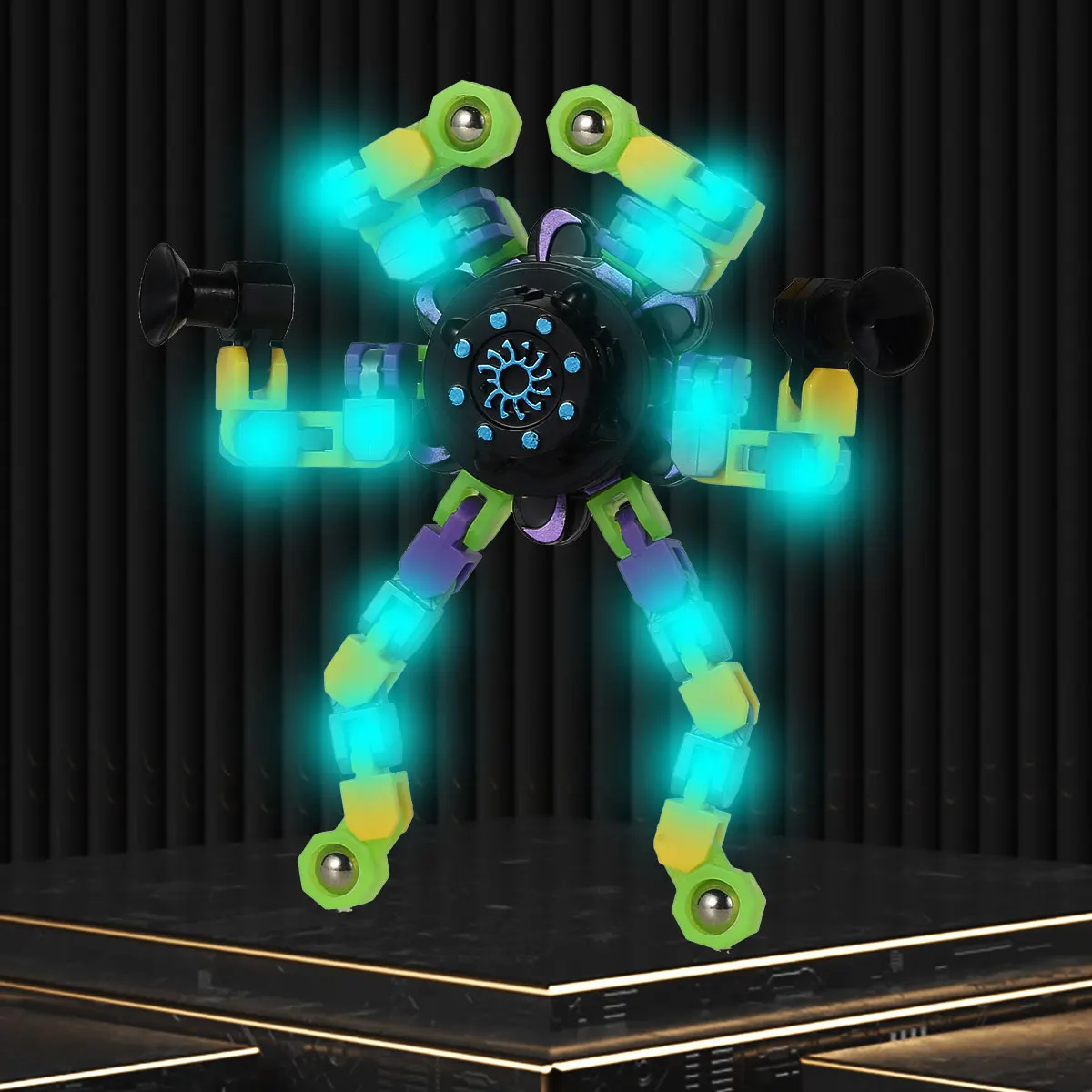 

Dropshipping Luminous Handheld Fidget Spinners Toys Deformed Fingertip Chain Antistress Toys for Children New Year's Gift